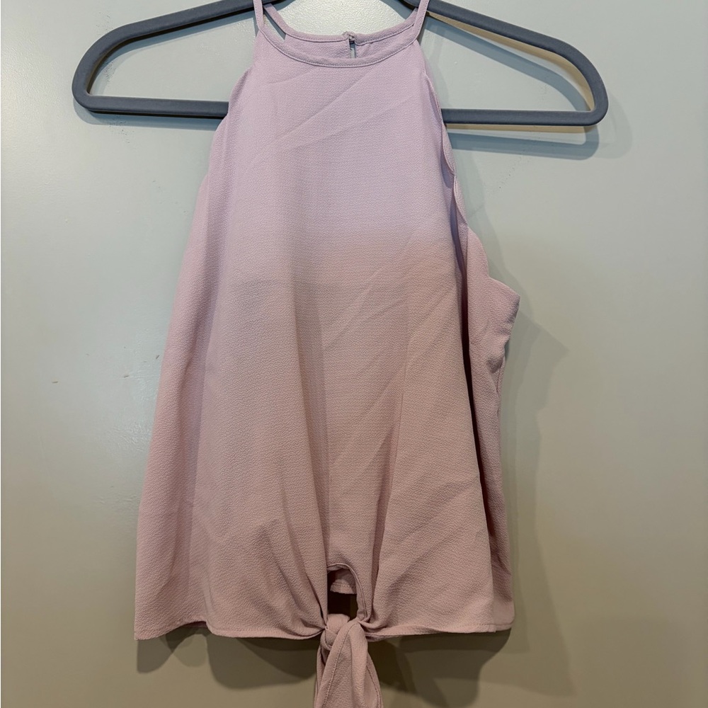 Light Pink Tie-Front Halter Tank